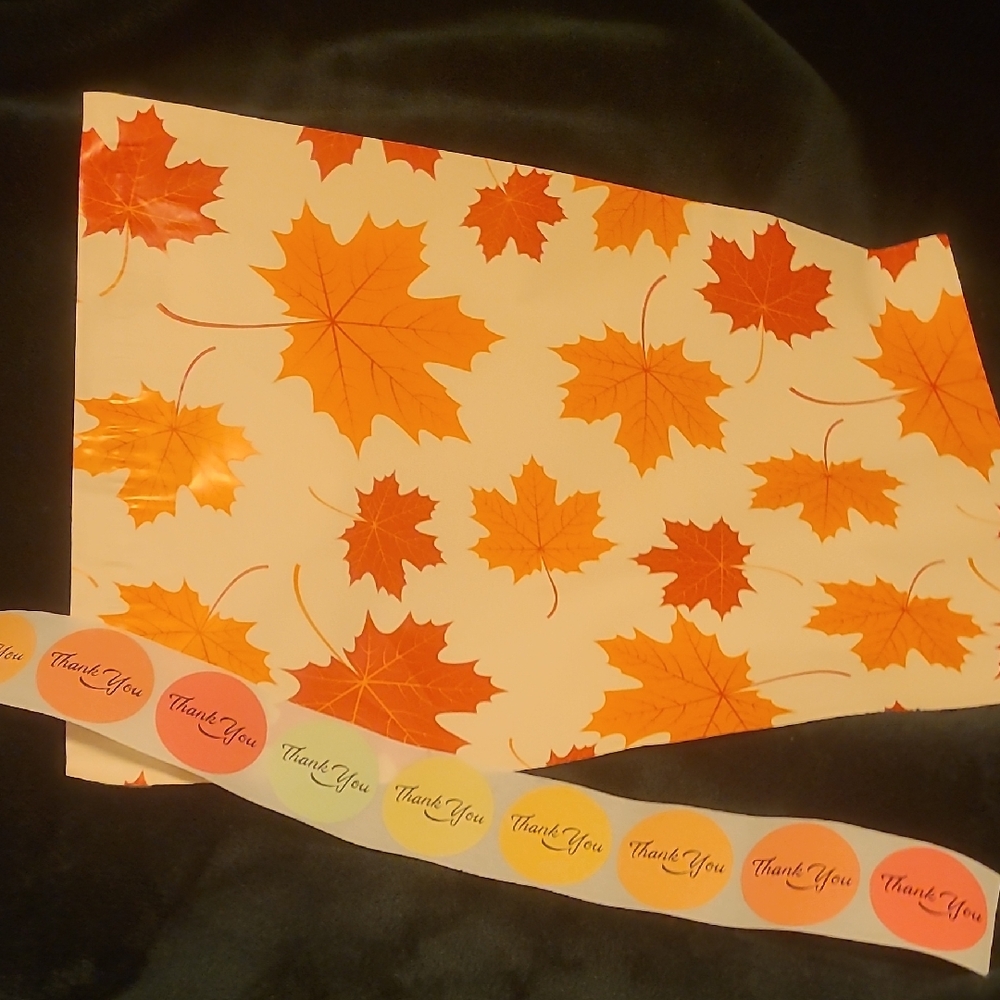 100 Ct  Autumn Leaf Party Thank You Stickers
